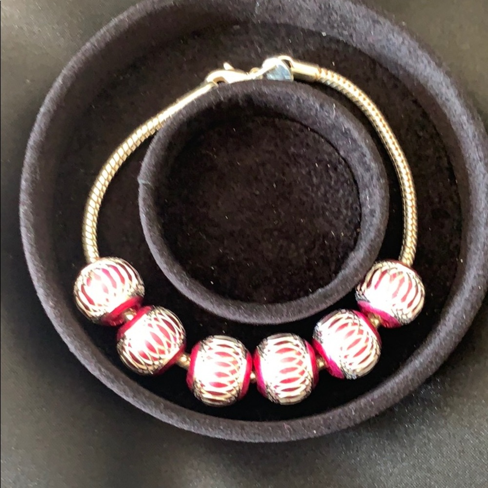 Gift set of 6 Christmas balls all pink and silver